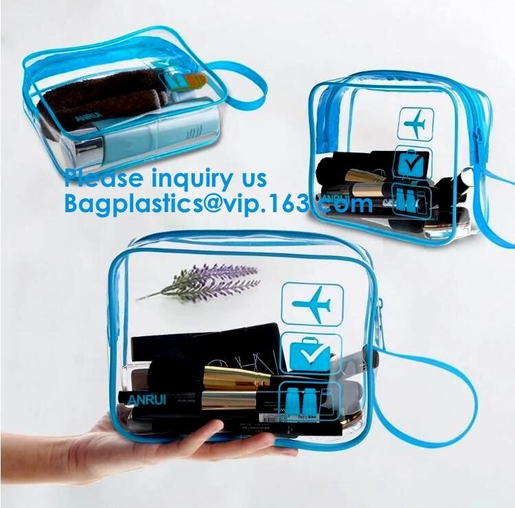 Las mujeres de la cartera viajan organizador Pouch, bolso transparente claro del lavado de la bolsa del artículo de tocador del lavado del PVC del viaje portátil grande