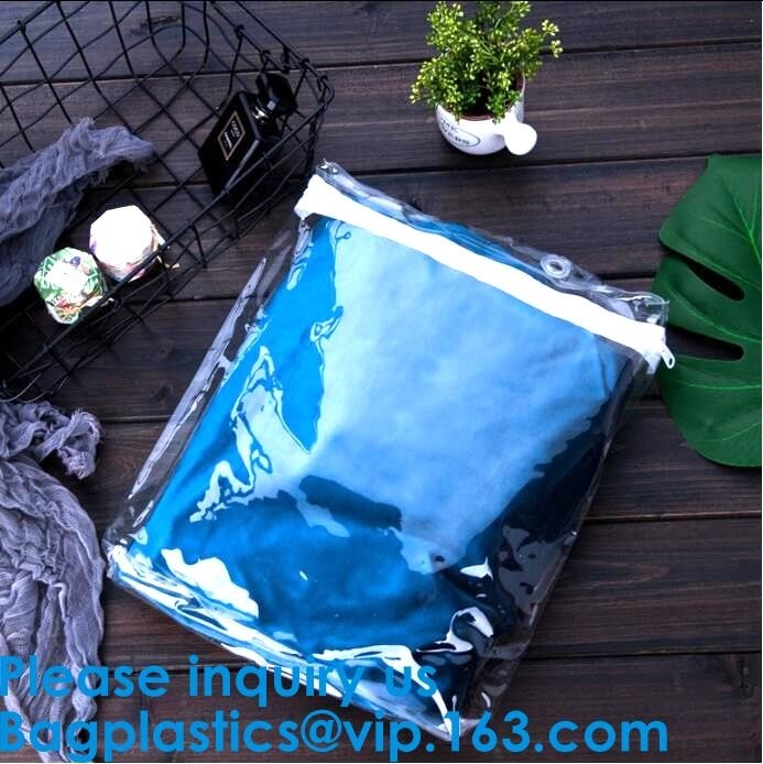 Bolso de empaquetado helado de encargo con su logotipo, cerradura de la ropa del resbalador de la cremallera del negro del Pvc de Opp de la cremallera de la ropa interior que embala el coágulo plástico