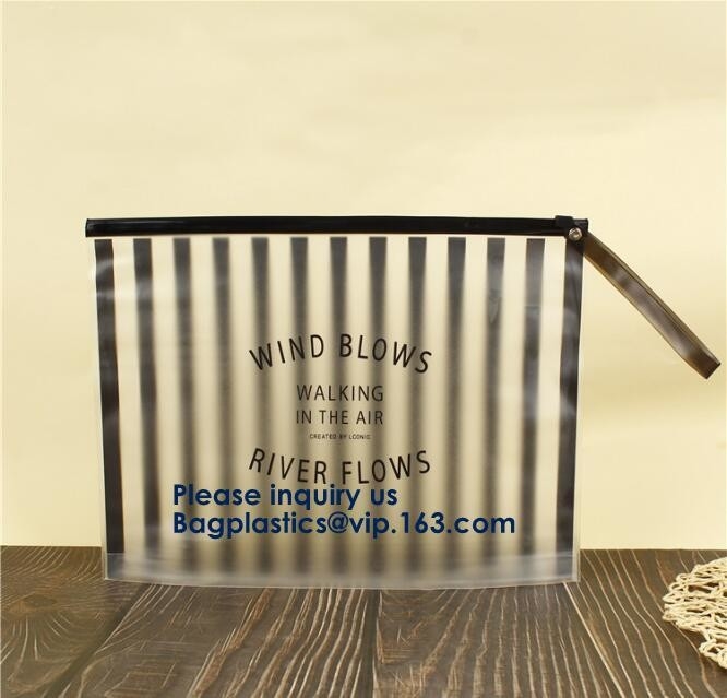 La cremallera helada prenda impermeable caliente del PVC del resbalador de la venta empaqueta el bolso transparente plástico impreso aduana al por mayor del paño de k