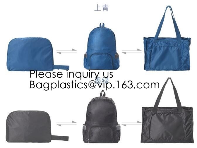 Mochila de nylon de la promoción del nuevo del diseño del viaje del bolso poliéster plegable de encargo de la prenda impermeable, backpa de la escuela del ocio del poliéster 420D