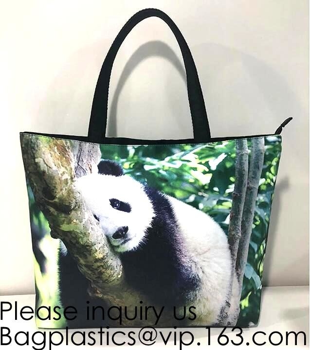 Señora Handbag Woman Color Panda Print Bag, la bolsa de asas de encargo de la impresión de la panda china linda, Logo Printed Organi de encargo promocional