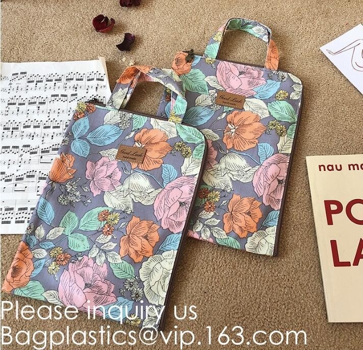 Bolso cosmético del viaje de la lona de 12 onzas del lazo de la bolsa mágica perezosa del maquillaje, bolso cosmético de la bolsa de la lona del maquillaje del viaje de la cremallera