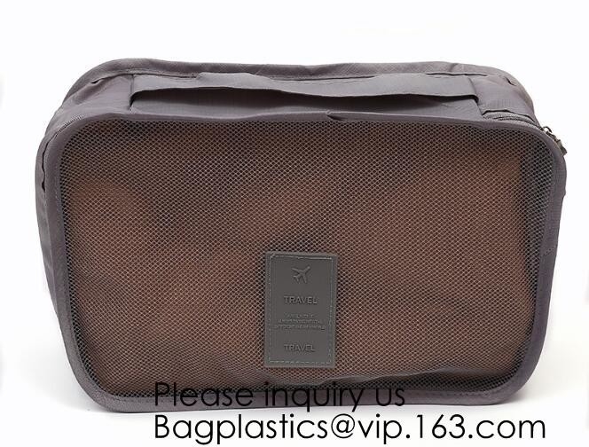 el organizador Clothing de Mesh Pouch Laundry Bag Travel de la ropa del viaje 6pcs embala la manija, cremallera metálica modifica el mak de la impresión para requisitos particulares del logotipo