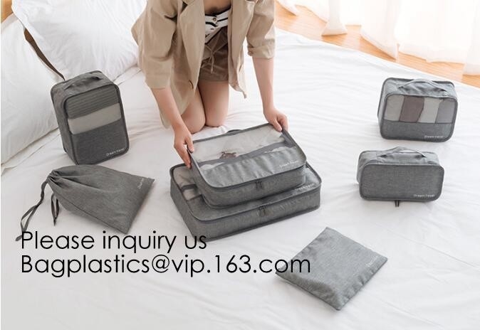 Los cubos privados de encargo del embalaje de Logo Travel Accessories Laundry Pouch 4pcs fijaron los cubos del viaje de la compresión, bagease, bagplasti