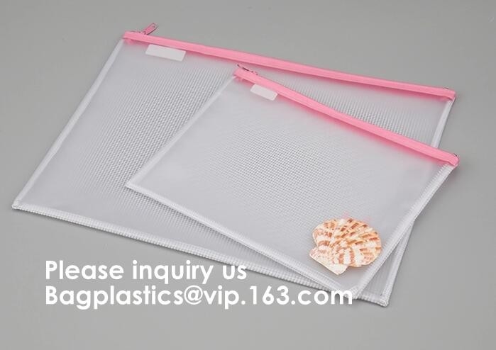 Venta del Pvc Mesh Zipper Document Bag For del bolso del fichero de la cremallera de las fuentes de escuela de la oficina, bolso de la cremallera de la carpeta de archivos del documento, BAGEASE