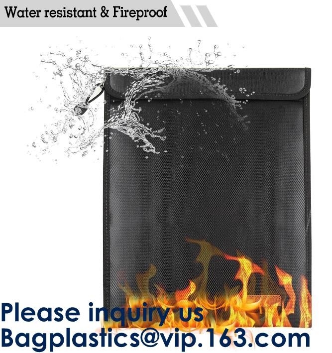 Artículo impermeable de la fibra de vidrio, bolso resistente al fuego de la prueba de fuego del bolso del documento, resistente de agua incombustible de la fibra de vidrio No-que pica