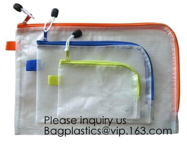 La carpeta de archivos de los PP Mesh Zipper Bag Moisture Proof, bolso de apertura doble del fichero de la oficina de la cremallera de los pp de los datos, carpeta de archivos A5 imprimió el zippe