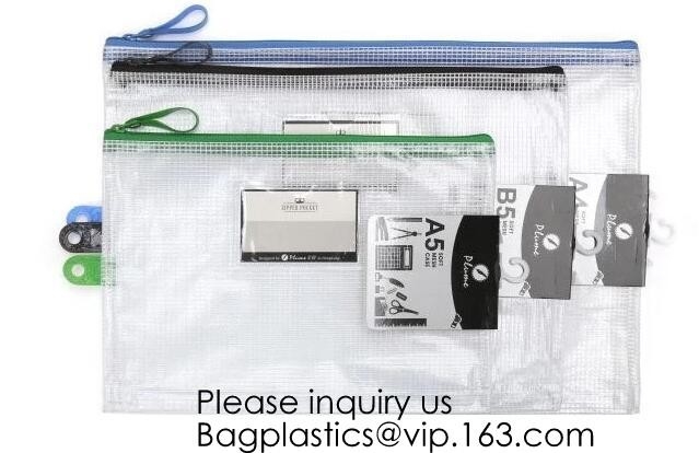 Bolso impermeable del documento de School Office Stationery A4 del organizador de la carpeta del bolso del fichero de la cerradura de la cremallera que lleva con la cremallera BAGEASE
