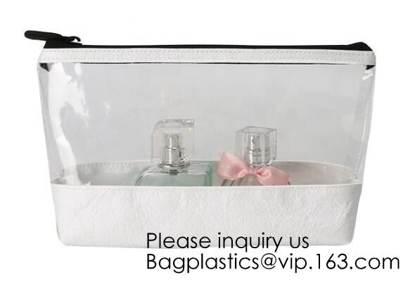 La aduana promocional imprimió el bolso claro de la cremallera del lavado del viaje del Pvc, las mujeres cosméticas del bolso impermeabiliza el bolso del artículo de tocador, bagease, bagplas