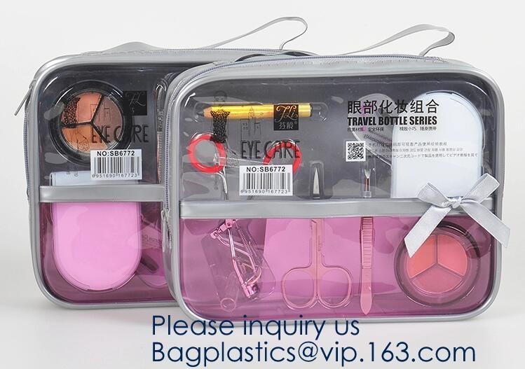 El bolso del artículo de tocador del alto rendimiento, artículo de tocador plástico de vinilo para el bolso de Makeup del organizador de los accesorios del viaje, honda del vino recicló Lechuga romana
