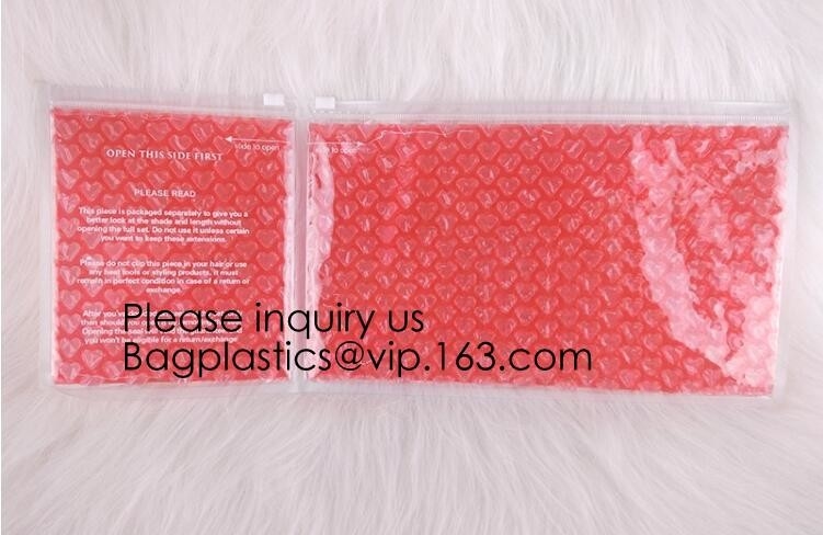 El PVC cosmético del laser del embalaje compone el bolso con el bolso de empaquetado en forma de corazón de la burbuja de aire del cierre en la parte superior, bagease, bagplastics