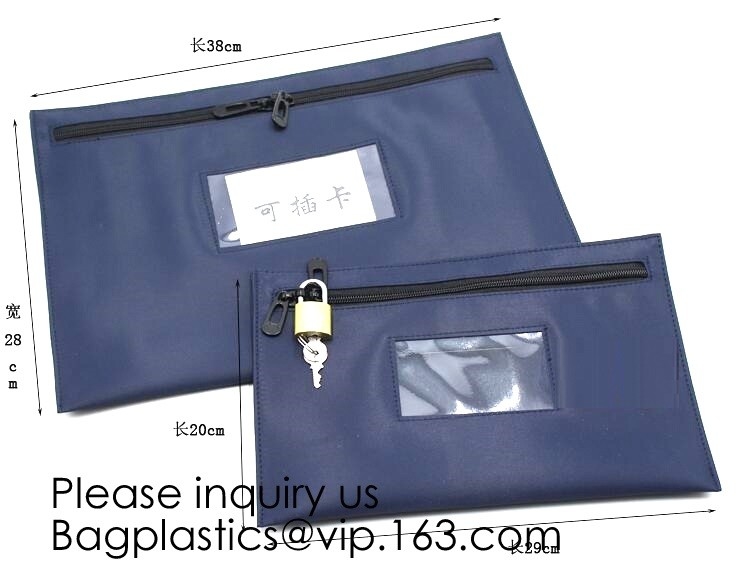 Bolso de cuero del depósito de seguridad del banco de la cremallera portátil del bolso con el banco del bolsillo de tarjeta de presentación que cierra el depósito B del bolso de la seguridad del documento