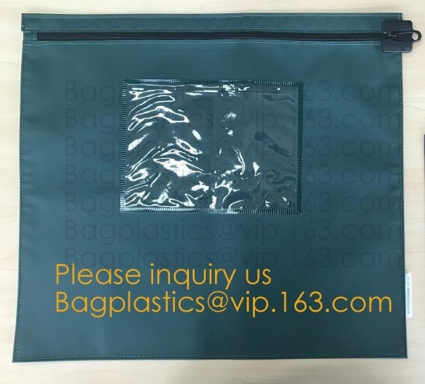 El bolso de fijación impermeable de la seguridad del documento del banco del bolso del almacenamiento, depósito de nylon impermeable de la noche de la seguridad empaqueta la cremallera que cierra vagos