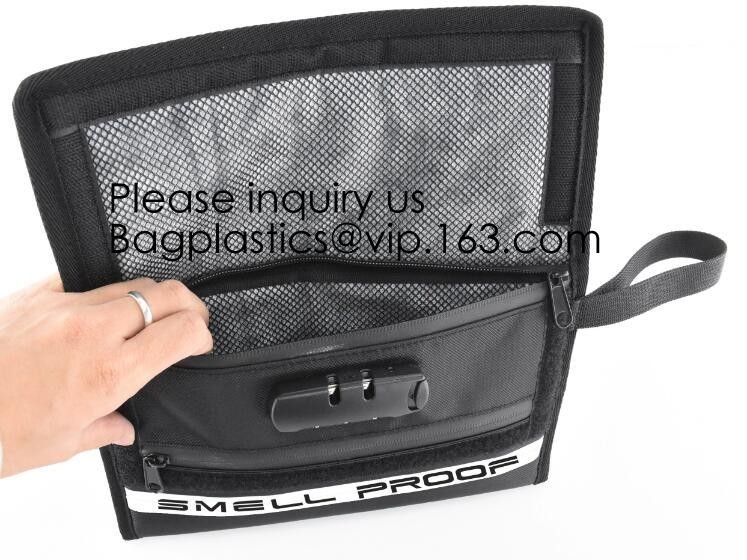 Caso discreto de la guarnición del carbono de la prueba del olor del humo con el bolso superior de la prueba del olor del olor de la cerradura de combinación, BAGEASE, BAGPLASTICS