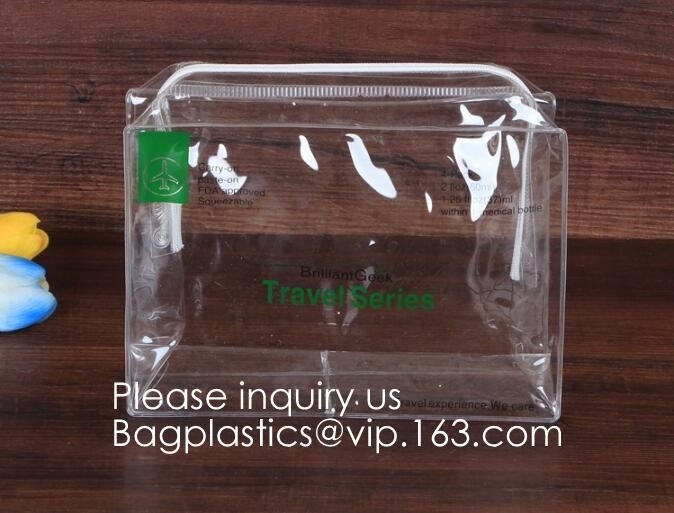 Cierre cosmético plástico transparente de la cremallera de Bag Pouch With del organizador, champú del bolso del maquillaje del artículo de tocador del viaje, cosméticos, labios