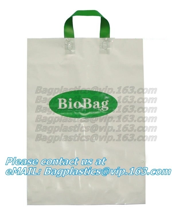 La bolsa de plástico suave de la manija del lazo de la promoción producida por el fabricante de Shangai, Plas suaves plegables de la manija del lazo de la original PE del 100%