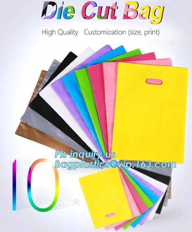 La manija de encargo del remiendo del HDPE/LDPE del logotipo cortó el bolso con tintas que hacía compras plástico para el pan que llevaba, bagease cortado con tintas del bolso de compras de la manija