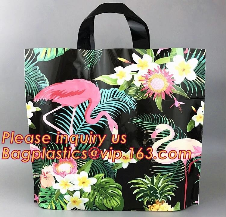Bolsos de compras del plastik que hacen compras elegante, sucinto con los logotipos y la bolsa de plástico suave de la manija del lazo, Plas impresos sello de Ameritote