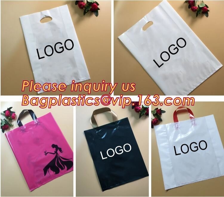 Las bolsas de plástico suaves biodegradables de la manija del lazo del ldpe con el logotipo modificado para requisitos particulares impreso, almidón de maíz hicieron el Sof biodegradable impreso