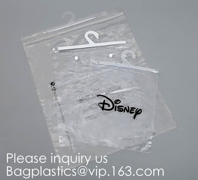 Las bolsas de plástico transparentes del gancho de la suspensión del PVC para la ropa que embala, mejoran para proteger y para almacenar el CD, libros, revistas, papeles y