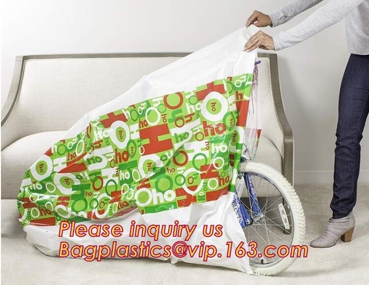 Feliz Navidad Santa Claus Pattern Jumbo Bicycle/bolso del regalo del saco de la bici para los niños 60 x 72 pulgadas, sacos para la extra grande P