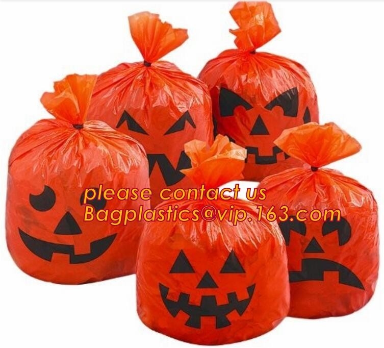 Bolsos del césped y de la hoja de Halloween para la decoración al aire libre de Halloween, RESPLANDOR DE LUJO EN la hoja de la calabaza/el césped/la yarda OSCUROS de bageas de los bolsos