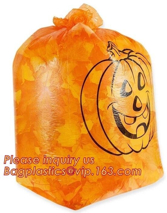 La hoja de la calabaza de Halloween empaqueta el paquete: 2 diversos sistemas de los bolsos de la hoja de la linterna, 30 micrones al aire libre de plástico enorme Halloween Pum