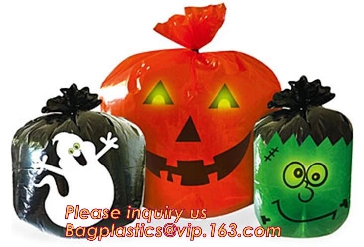 los bolsos de basura disponibles de la hoja de la calabaza de Halloween fijaron la Jack-O-linterna anaranjada del partido de la decoración de la yarda 4, bolso Hallowe de la calabaza de Halloween