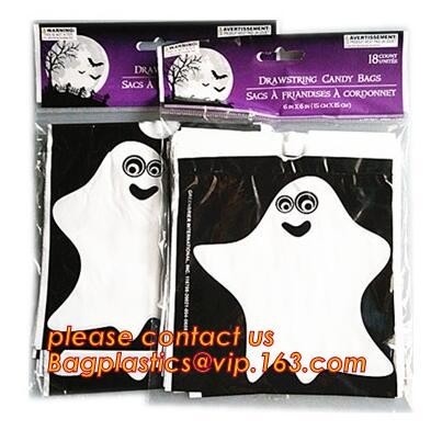 El regalo plástico de la invitación de Halloween empaqueta bolsos del caramelo de la Navidad, el bolso del bolso PE de la invitación de 50pcs Halloween/el bolso del regalo con el bolso y el heade del opp