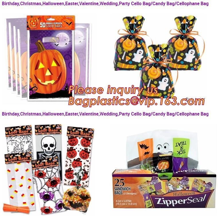Boda Halloween Opp de Pascua que imprime el bolso del caramelo de la Navidad que embala, PA de las galletas del caramelo de la bolsa del envase de comida de Halloween que cuece