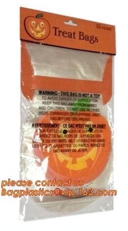 Bolsa de papel del lazo de la lata de Halloween/pan/palomitas/fritadas/microprocesadores/galletas/caramelos/bolsos disponibles de las chucherías con bagplastics del bagease