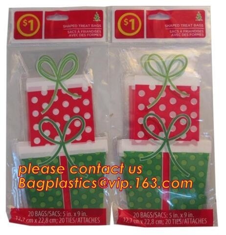 Pegamento claro de los bolsos del violoncelo - las 1,4 bolsas de plástico autoadhesivas gruesas de las milipulgadas OPP para el partido de Halloween de la Navidad de las galletas de la panadería
