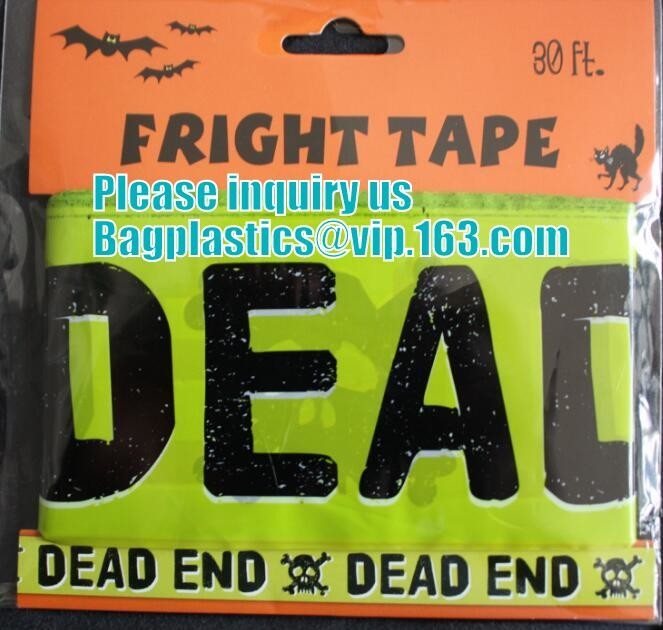 Cinta del partido de la precaución de Rolls Halloween, bandera de Halloween del partido, cinta plástica del partido de la precaución de la flámula, bagease de la cinta del susto