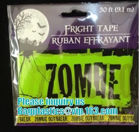 Cinta de la precaución de Halloween, bandera de impresión de encargo de Halloween de la cinta de la precaución, paquete del bagease de la cinta de la cebra de la cinta de la precaución de Halloween