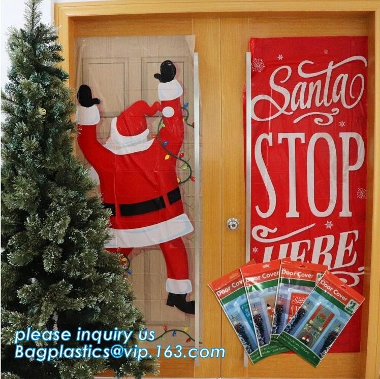 El cartel de la puerta de la cubierta de la puerta de la decoración de la casa de la feliz Navidad del accesorio del partido del proveedor de China, puerta cubre para el decorat de la Navidad