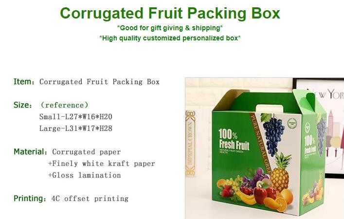 caja de embalaje de la fruta acanalada, papel de Kraft, laminación del lustre, impresión en offset, caja plegable, cono de la flor, empaquetado flowral