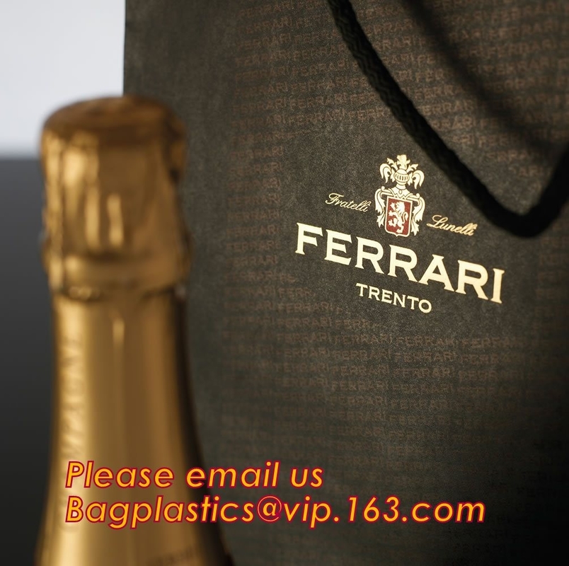 bolsas de papel al por mayor de papel de lujo con la manija, bolsas de papel reciclables de lujo decorativas de la bolsa de la moda con sus los propio