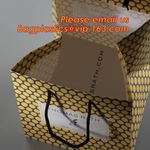 El sellado caliente de la profesión imprimió la bolsa de papel exquisita del gatito del hola con la manija de la cuerda: 600pcs/carton, bolsa de papel del negro del portador