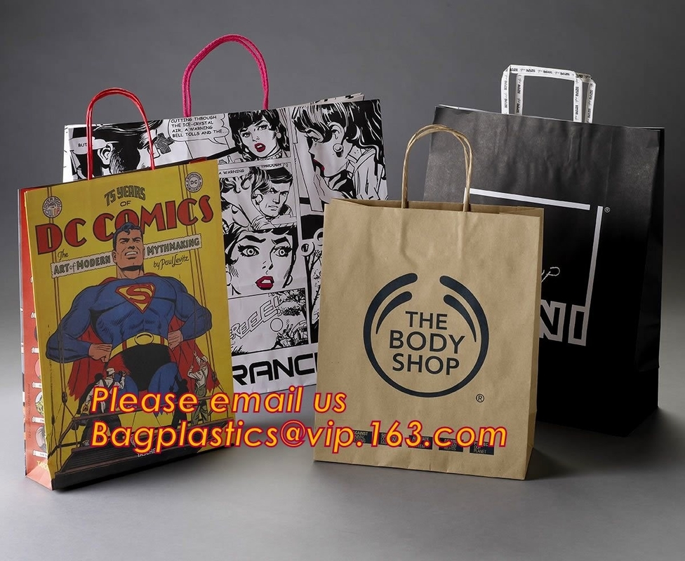 El diseño Brown de lujo de la moda recicló las bolsas de papel, Carry Bag reciclado impreso de lujo de lujo, impresión de la bolsa de papel, Carr