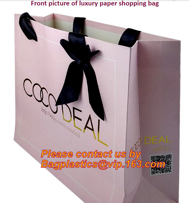bolsa de papel de papel de lujo de calidad superior vendedora caliente del portador del bolso que hace compras con la venta al por mayor de la manija de la cinta, Art Paper Flower de lujo