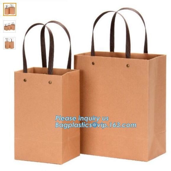 Bolsa impresa de encargo de lujo del regalo de las compras de Logo Christmas Brown Kraft Paper, cinta de lujo por encargo exclusiva Han