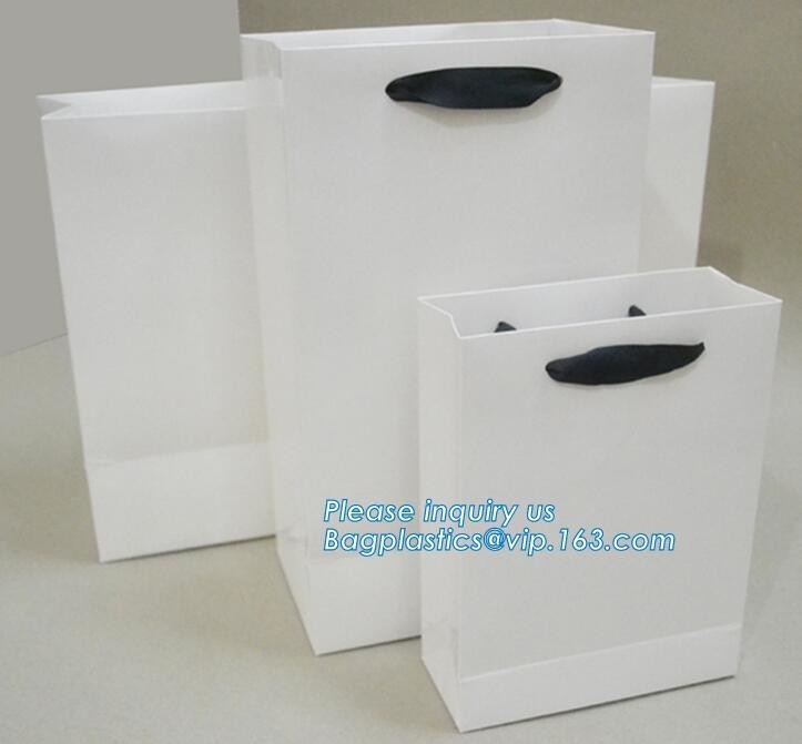 La cuerda de lujo laminada lustre manejó las bolsas de papel, vagos de papel al por mayor blancos gruesos de lujo de la bolsa del papel de la cartulina