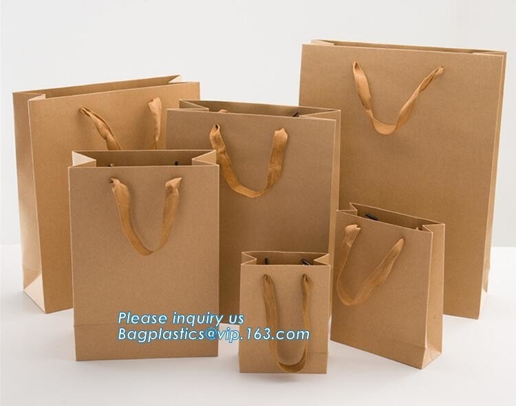 Bolsas de papel impresas de lujo por encargo de la entrega rápida, PA de encargo reciclado de Logo Printed Shopping Packaging Craft Brown Kraft