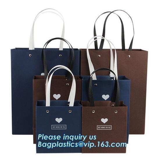 Bolsa de sellado caliente de las compras del papel del regalo de la belleza del arco de la cinta de satén del desgin de encargo de lujo con la manija, bagplastics pac