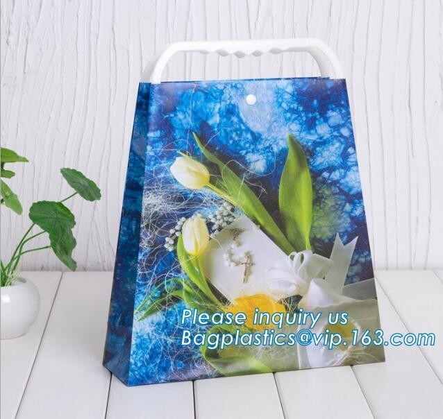 Bolsas de alta calidad de la flor de papel con el logotipo de encargo, bolsos de lujo del paquete para las flores, tienda de encargo de la impresión de la laminación