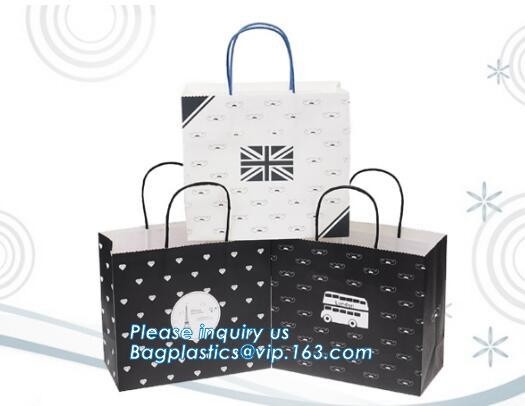 La manija famosa de la cinta de las bolsas del papel de la marca de la fábrica para la ropa/ropa del bebé, las FLORES BRILLADAS IMPRIMIÓ los REGALOS U del PARTIDO