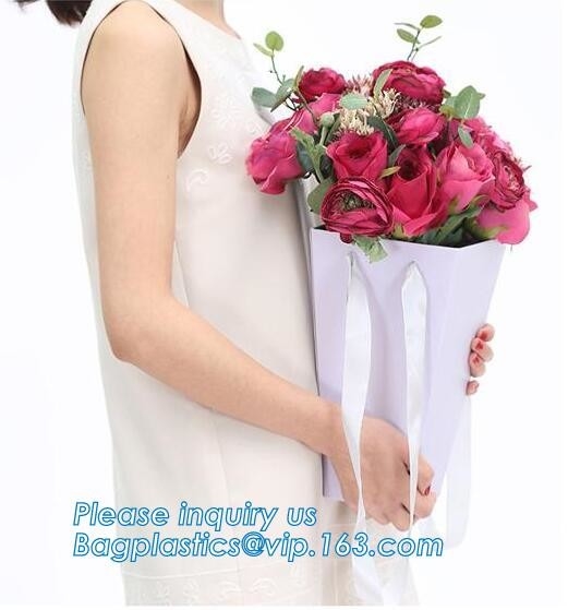 ¡Diseño libre!! ¡Muestra libre!!! bolso marrón barato de la manija del bolso de la flor de papel de la bolsa de la flor, flor del portador de papel que empaqueta b