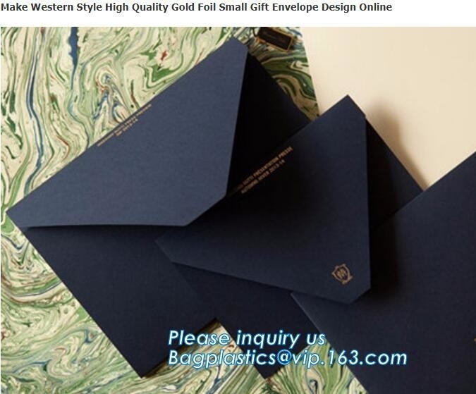 HAGA estilo occidental el sobre de alta calidad del papel de la tarjeta del negro de Matt del sobre del regalo de la hoja de oro de tamaño de A4 A5 B5 C5 C6 A3 con Cu