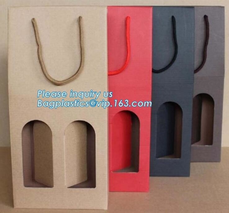 la bolsa de papel marrón del té con el eco de la impresión del logotipo amistoso con el empaquetado del vino de las manijas de la cinta compensó los bolsos, wi decorativos de las bolsas de papel