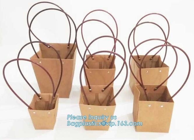 bolsa de empaquetado laminada de papel del papel de la flor de Kraft, bolso de papel de la flor del portador del regalo de Kraft de la prenda impermeable colorida que embala